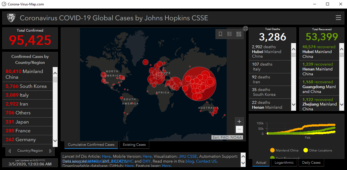 Live Coronavirus Data Map also affected