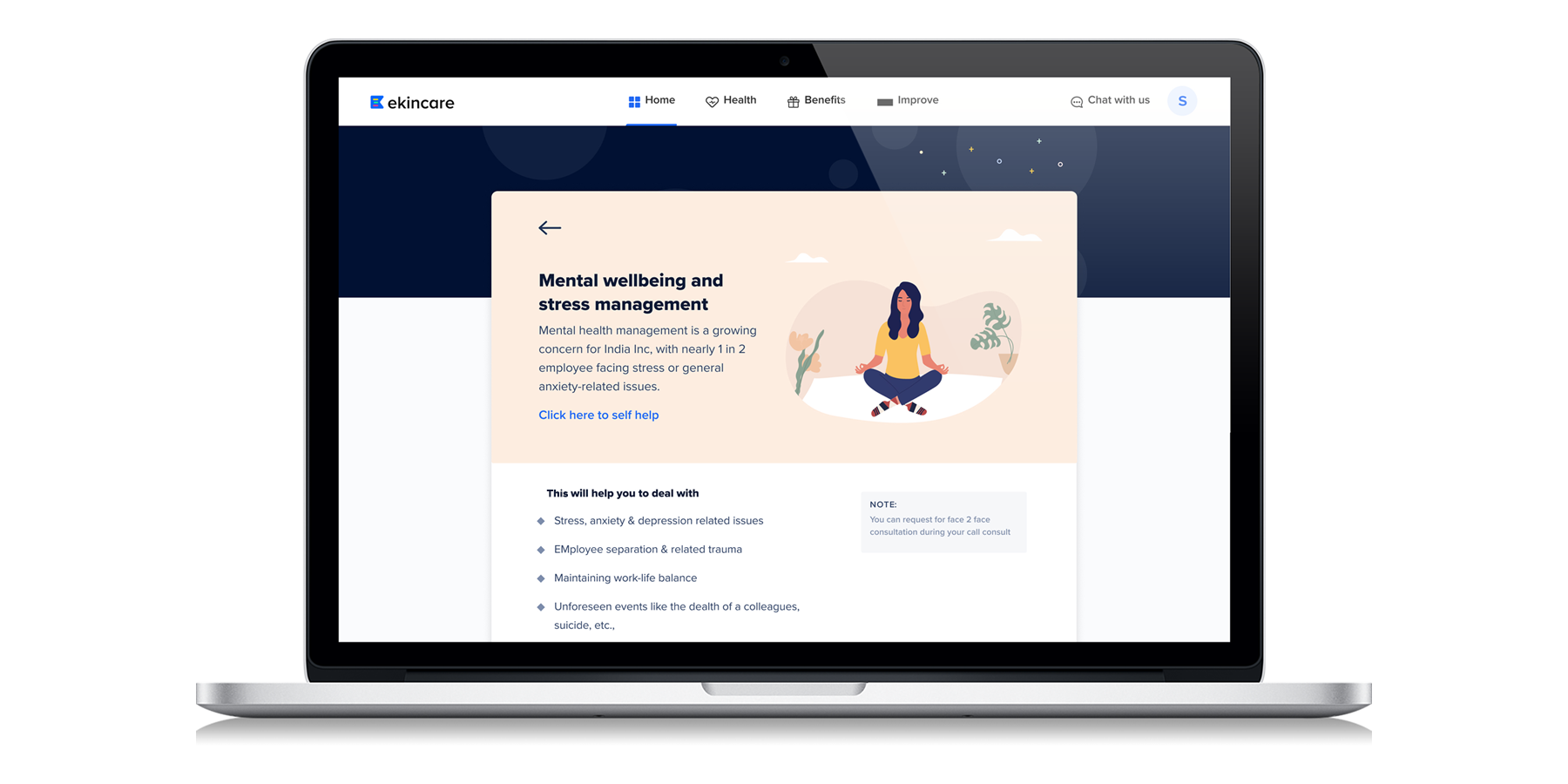 Mental wellbeing platform of ekincare