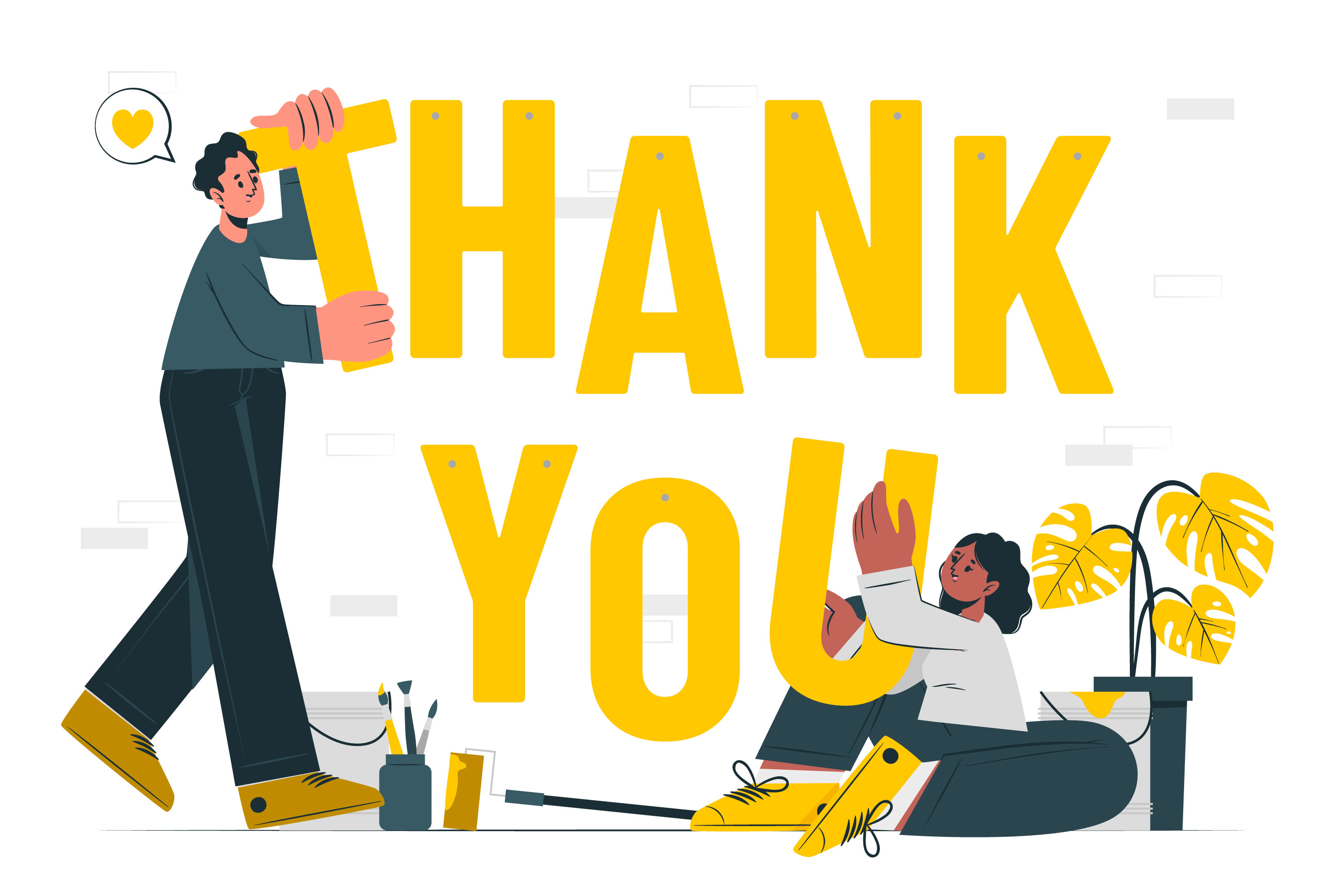 Thank you message held by two persons