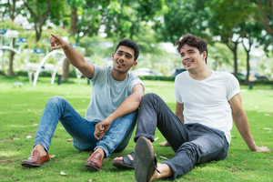 Friends enjoying their time at a park