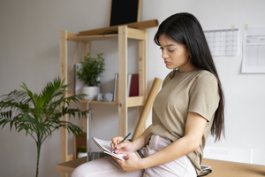 Woman learning about mental health