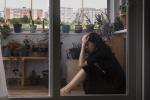 Woman dealing with anxiety and is socially isolated